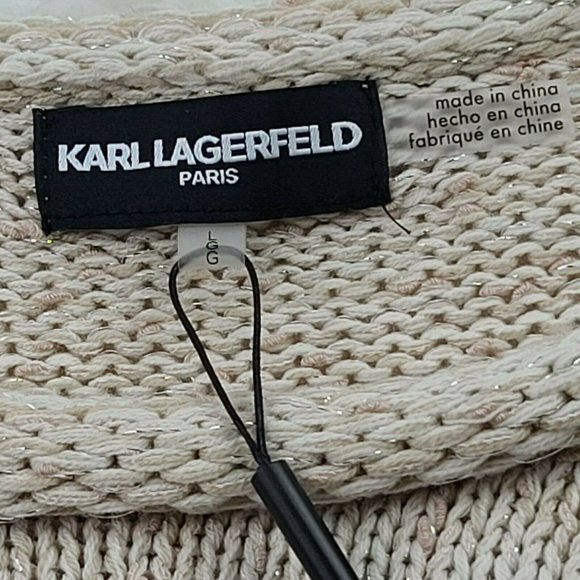Karl Lagerfeld Rolled Neck Ombre Knit Pullover Sweater 3/4 Sleeves Large NWT - Picture 7 of 8